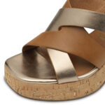 Дамски сандали на ток Tamaris Touch-it кафяви/златисти - Image 4