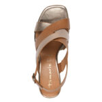 Дамски сандали на ток Tamaris Touch-it кафяви/златисти - Image 5