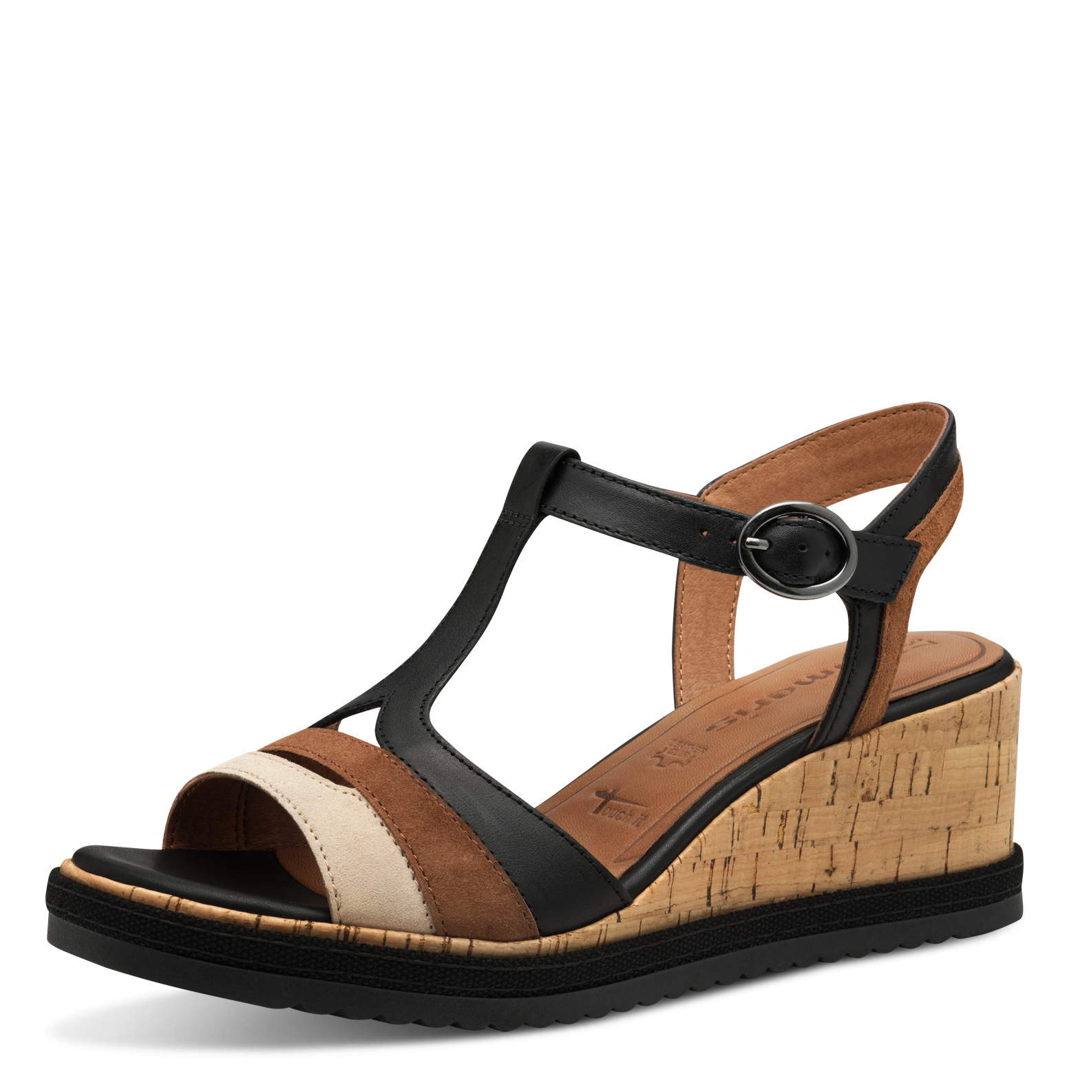 001-28358-44-098-300 Дамски сандали на платформа Tamaris Touch-it кафяви - Image 1