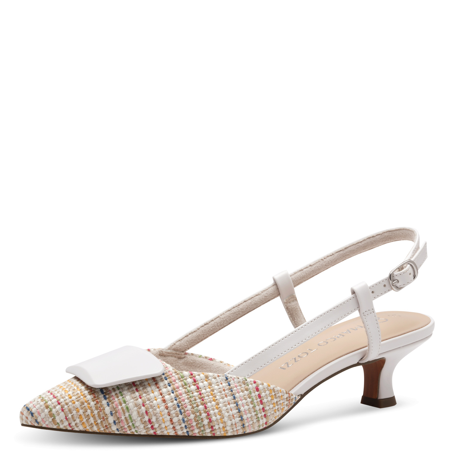 002-29503-44-189-300 Дамски обувки на ток Marco Tozzi Feel me бели/цветни - Image 1