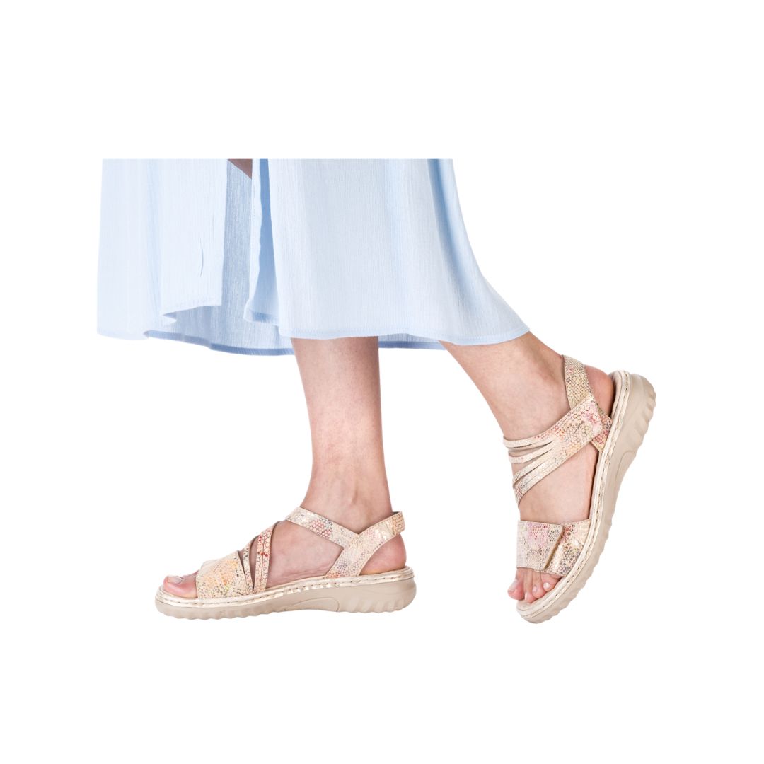 2 Дамски сандали Rieker ANTISTRESS 60464-90 бежови/цветни - Image 1