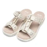 Дамски чехли Ara High Soft естествена кожа бежови/златисти - Image 3