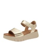 Дамски кожени сандали Tamaris Comfort Wide Fit златисти