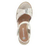 Дамски кожени сандали на платформа Remonte R6252-91 бежови/златисти - Image 5