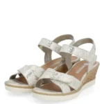 Дамски кожени сандали на платформа Remonte R6252-91 бежови/златисти - Image 3