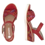 Дамски кожени сандали на платформа Remonte R6252-33 червени/цветни - Image 6