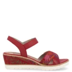 Дамски кожени сандали на платформа Remonte R6252-33 червени/цветни - Image 3