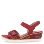 Дамски кожени сандали на платформа Remonte R6252-33 червени/цветни - Image 2