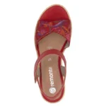Дамски кожени сандали на платформа Remonte R6252-33 червени/цветни - Image 8