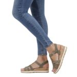 Дамски кожени сандали Caprice зелени