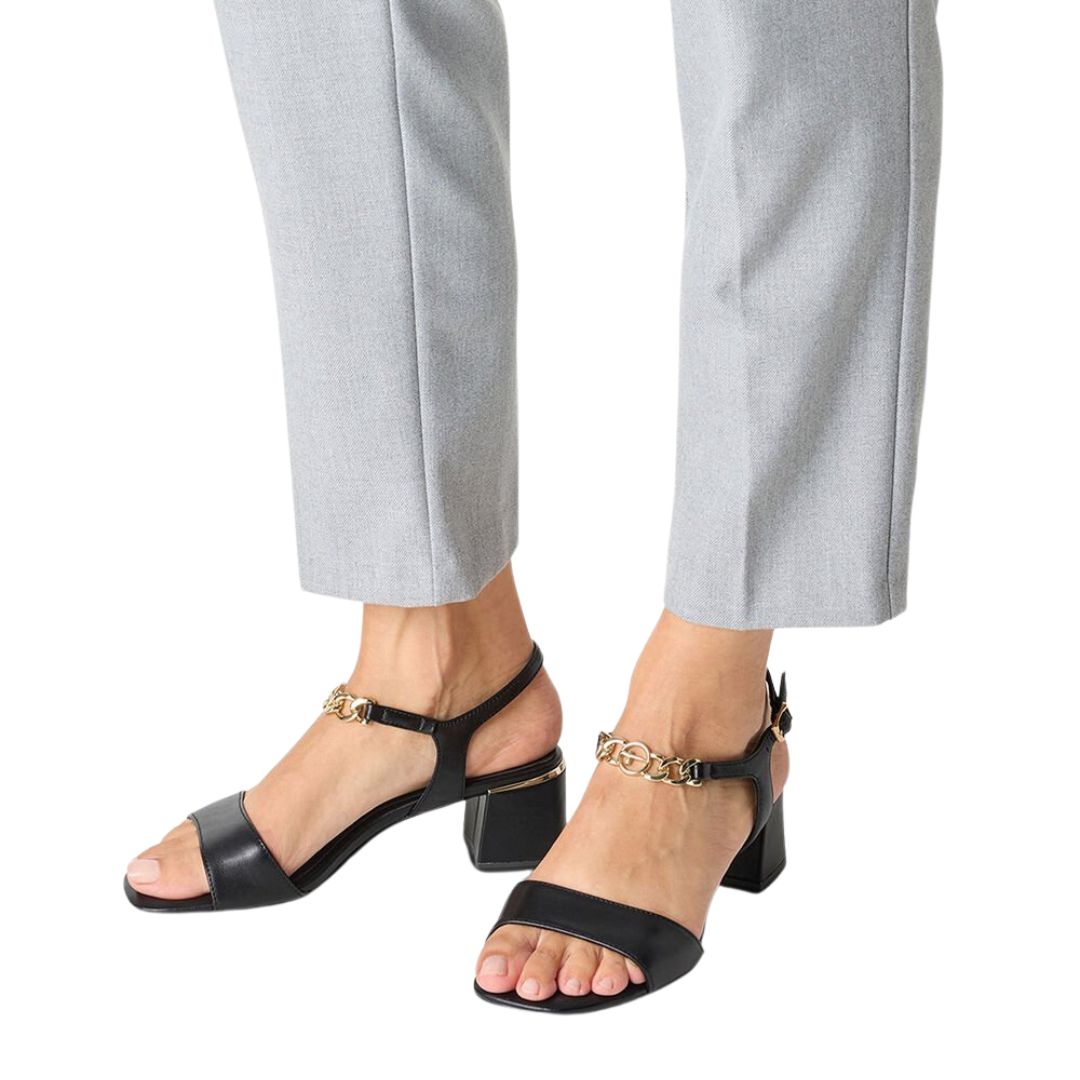 Неозаглавен дизайн Дамски кожени сандали на ток Tamaris черни - Image 1