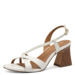 Дамски кожени сандали на ток Tamaris Touch-it бели