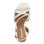 Дамски кожени сандали на ток Tamaris Touch-it бели - Image 5