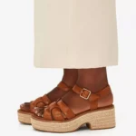 Дамски кожени сандали Clarks Coledale Strap кафяви