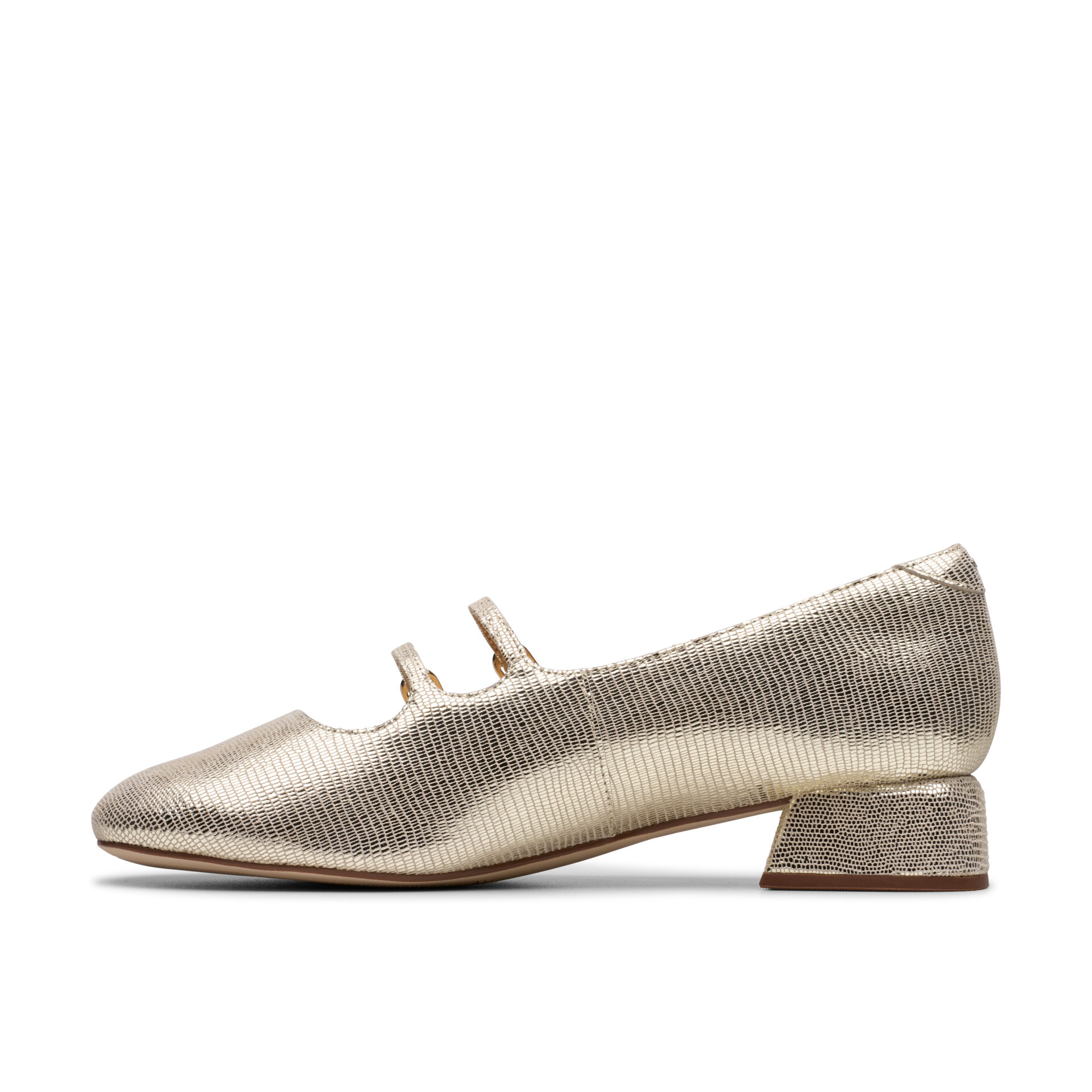 26181312_2 Дамски кожени обувки на ток Clarks златисти - Image 1