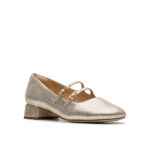 Дамски кожени обувки на ток Clarks златисти - Image 3