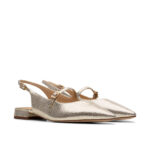 Дамски кожени обувки Clarks златисти - Image 4