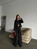 Дамски елегантен костюм Yoncy черен - Image 5