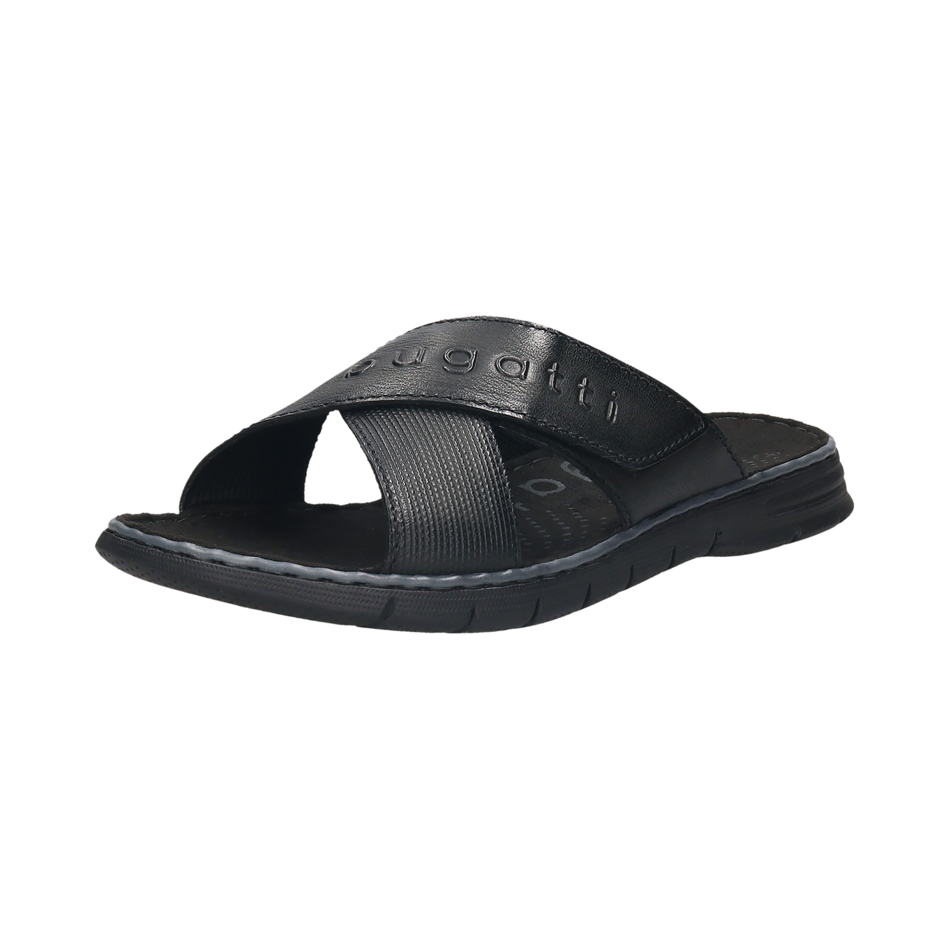 311-A3282-3500-1000_001 Кожени мъжки чехли Bugatti черни - Image 1