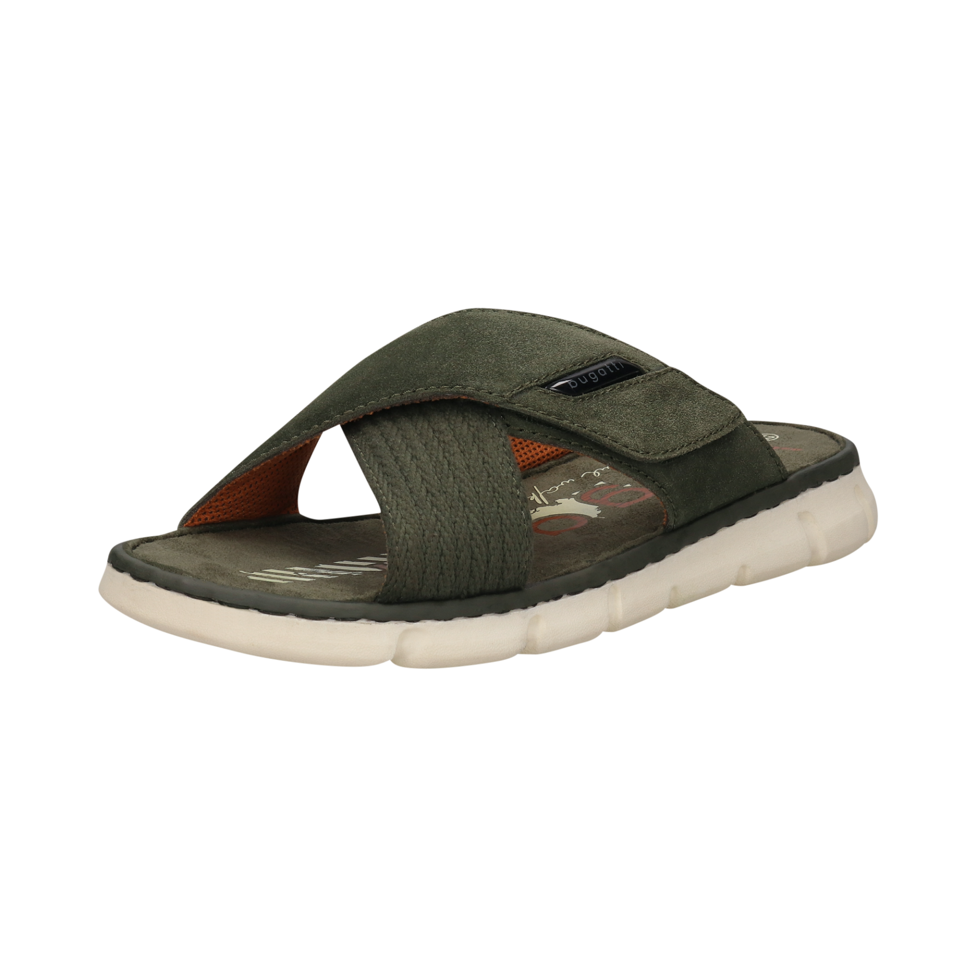 321-AK084-1469-7171_001 Мъжки кожени чехли Bugatti зелени - Image 1