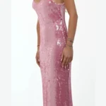 Официална дълга рокля Yoncy в нежен розов цвят - Image 5