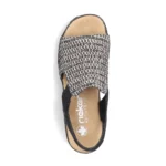 Дамски сандали на платформа Rieker 62971-00 черни/бежови - Image 6