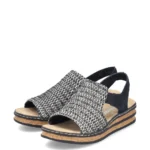 Дамски сандали на платформа Rieker 62971-00 черни/бежови