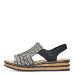 Дамски сандали на платформа Rieker 62971-00 черни/бежови - Image 3