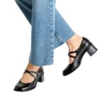 Дамски кожени обувки на ток Tamaris Touch it черни