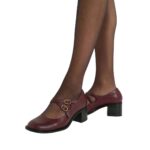 Дамски кожени обувки на ток Tamaris Touch it бордо