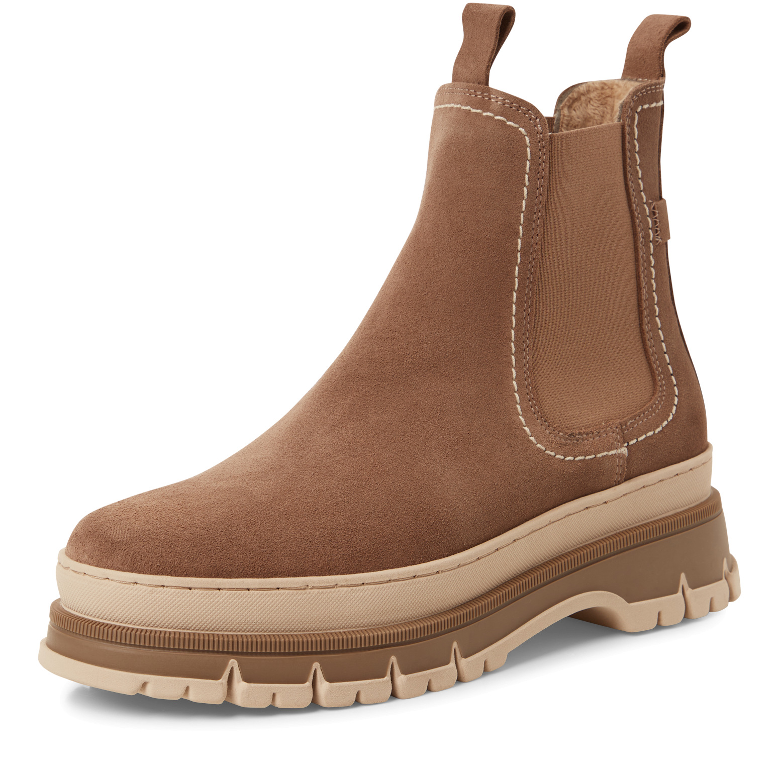 001-25808-45-341-300 Дамски велурени боти Tamaris бежови - Image 1