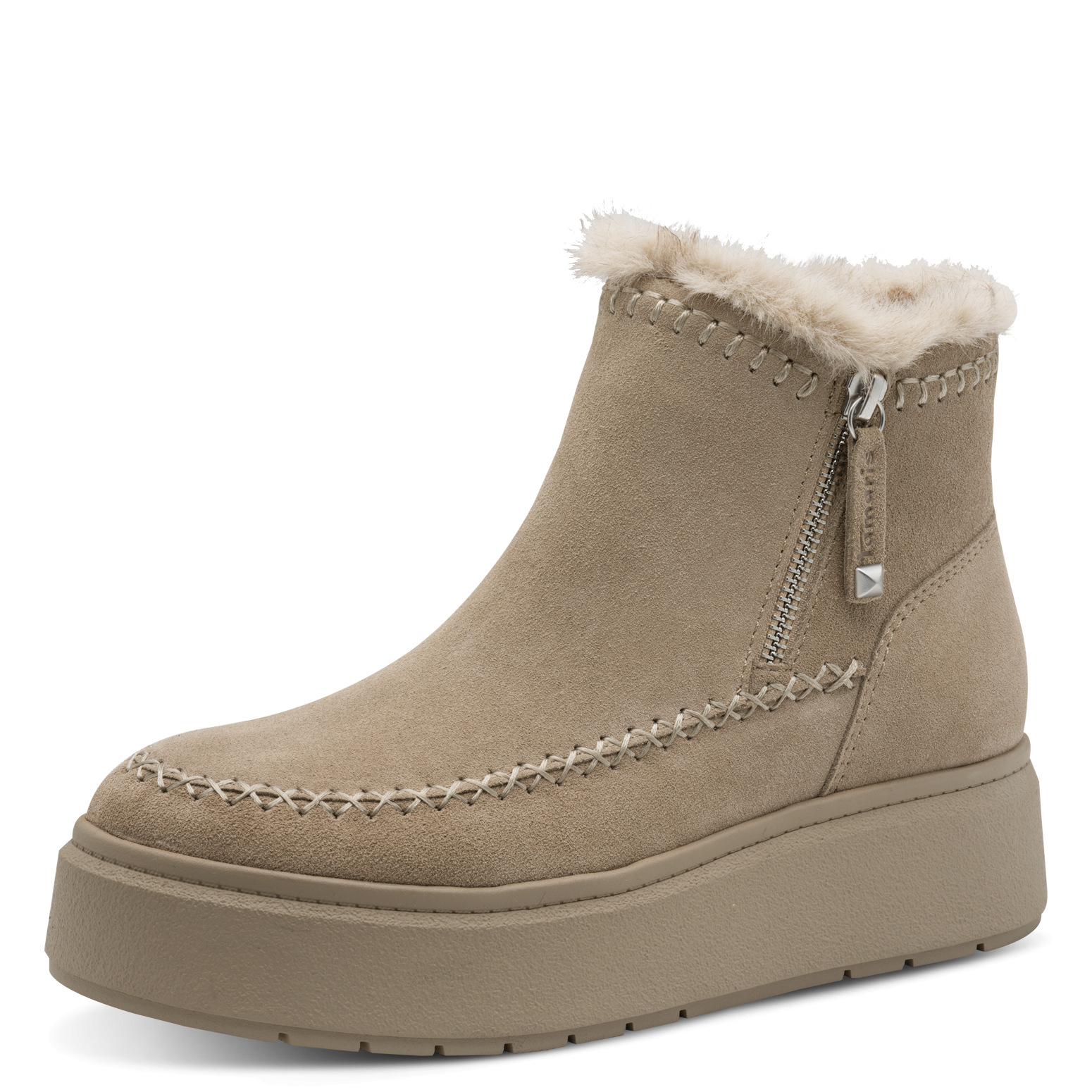 001-26442-45-375-300 Дамски велурени боти Tamaris бежови - Image 1