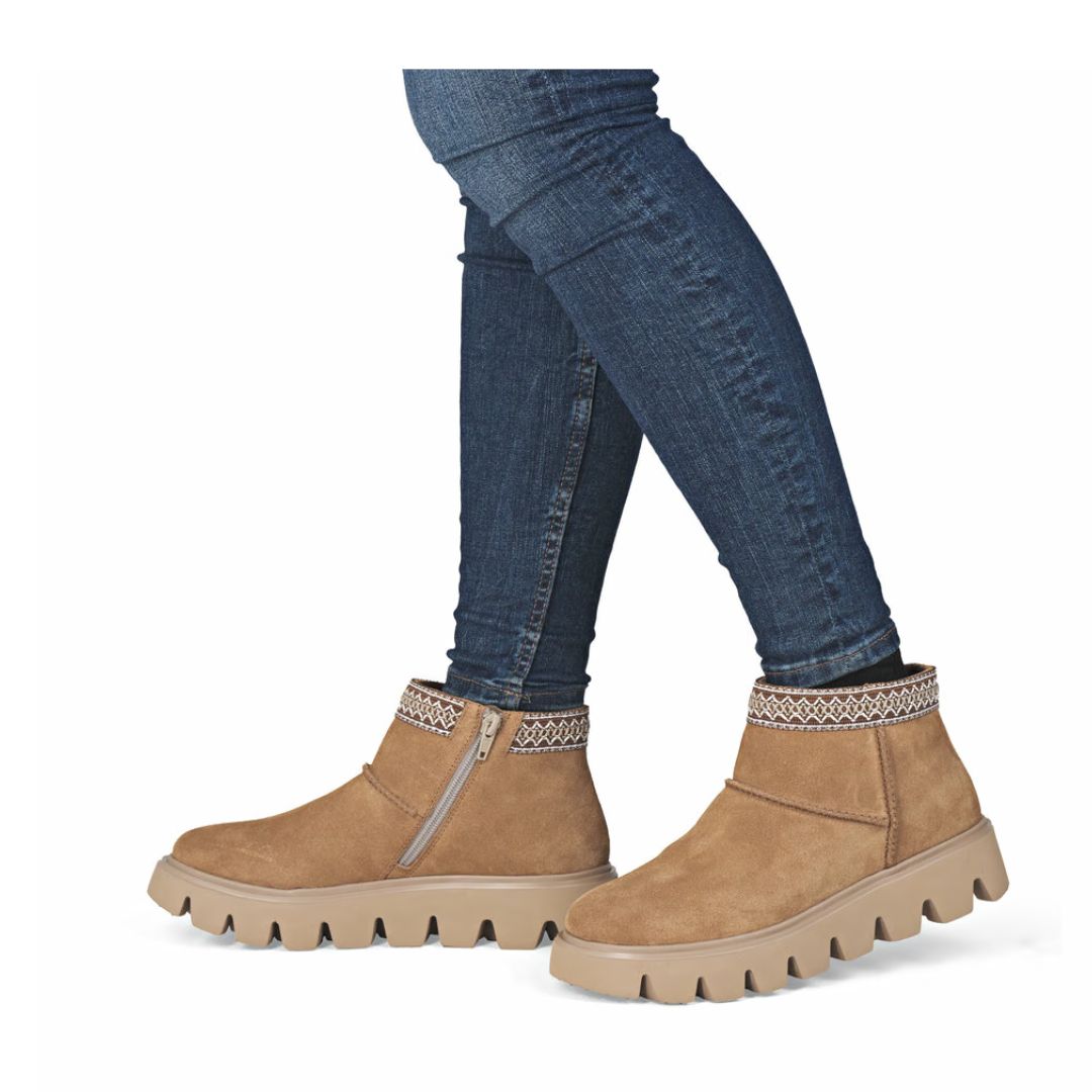 1402074-3248 Дамски велурени боти RIEKER-W2074-24 кафяви - Image 1