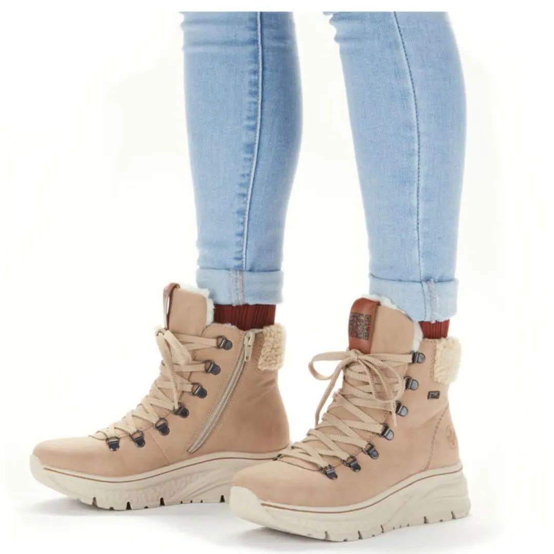 48034000 Дамски бежови боти Rieker Tex мембрана 48034-20 - Image 1