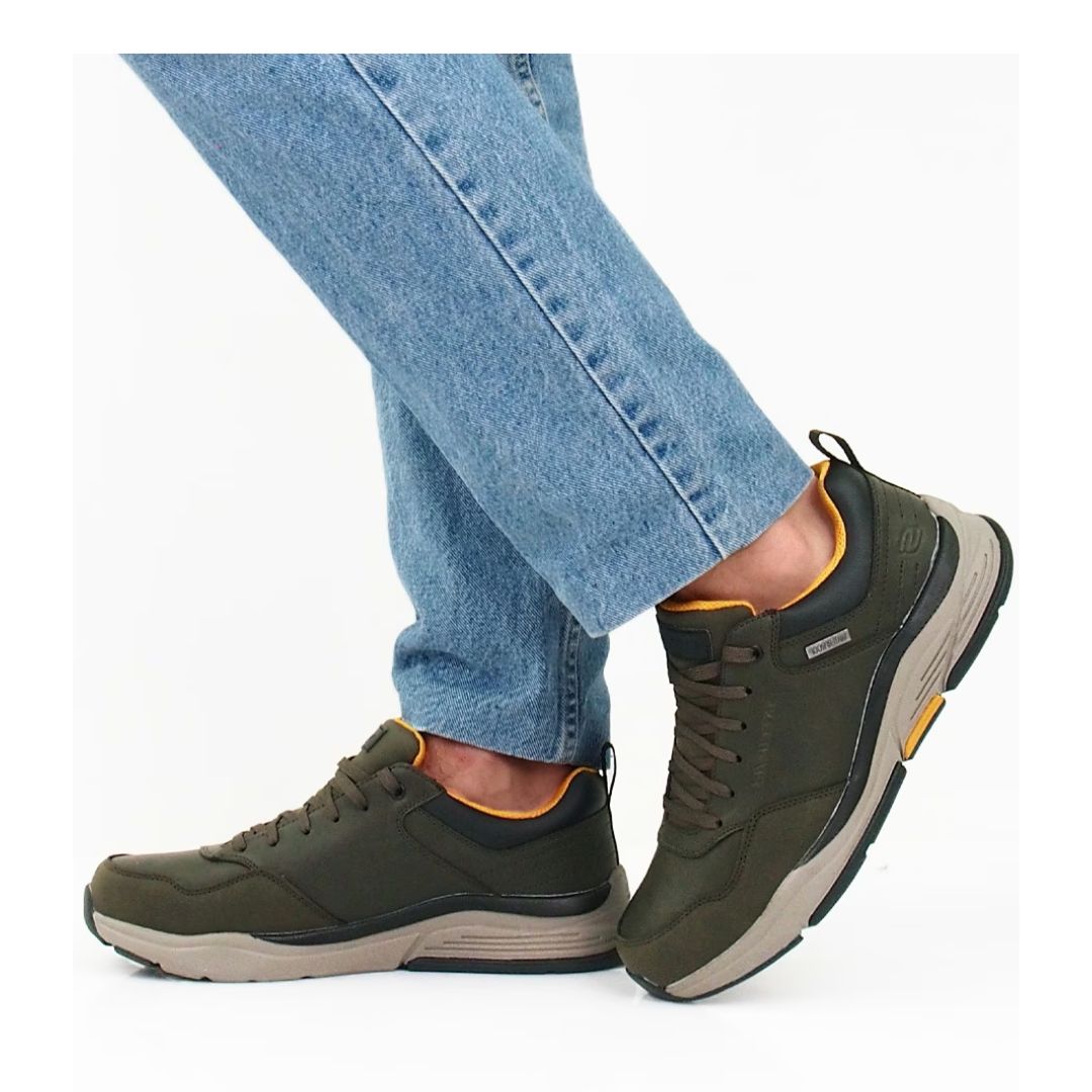 дадфаефессе Мъжки маратонки Skechers WaterProof зелени - Image 1